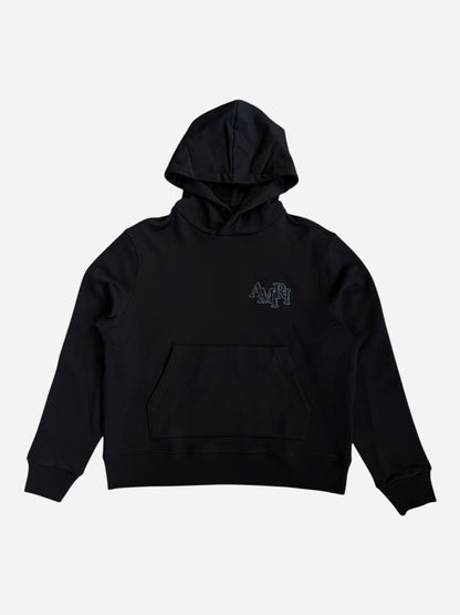 Amiri Black & Blue Staggered Logo Hoodie