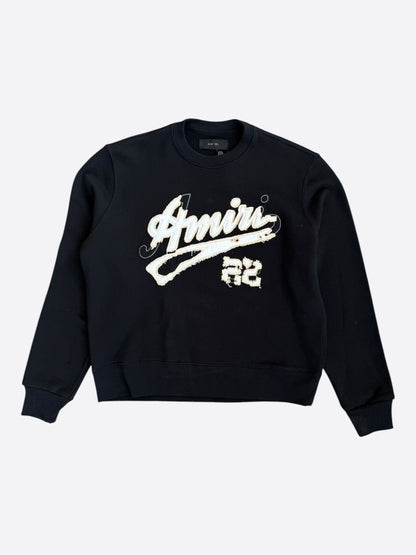 Amiri Black & White 22 Distressed Logo Sweater
