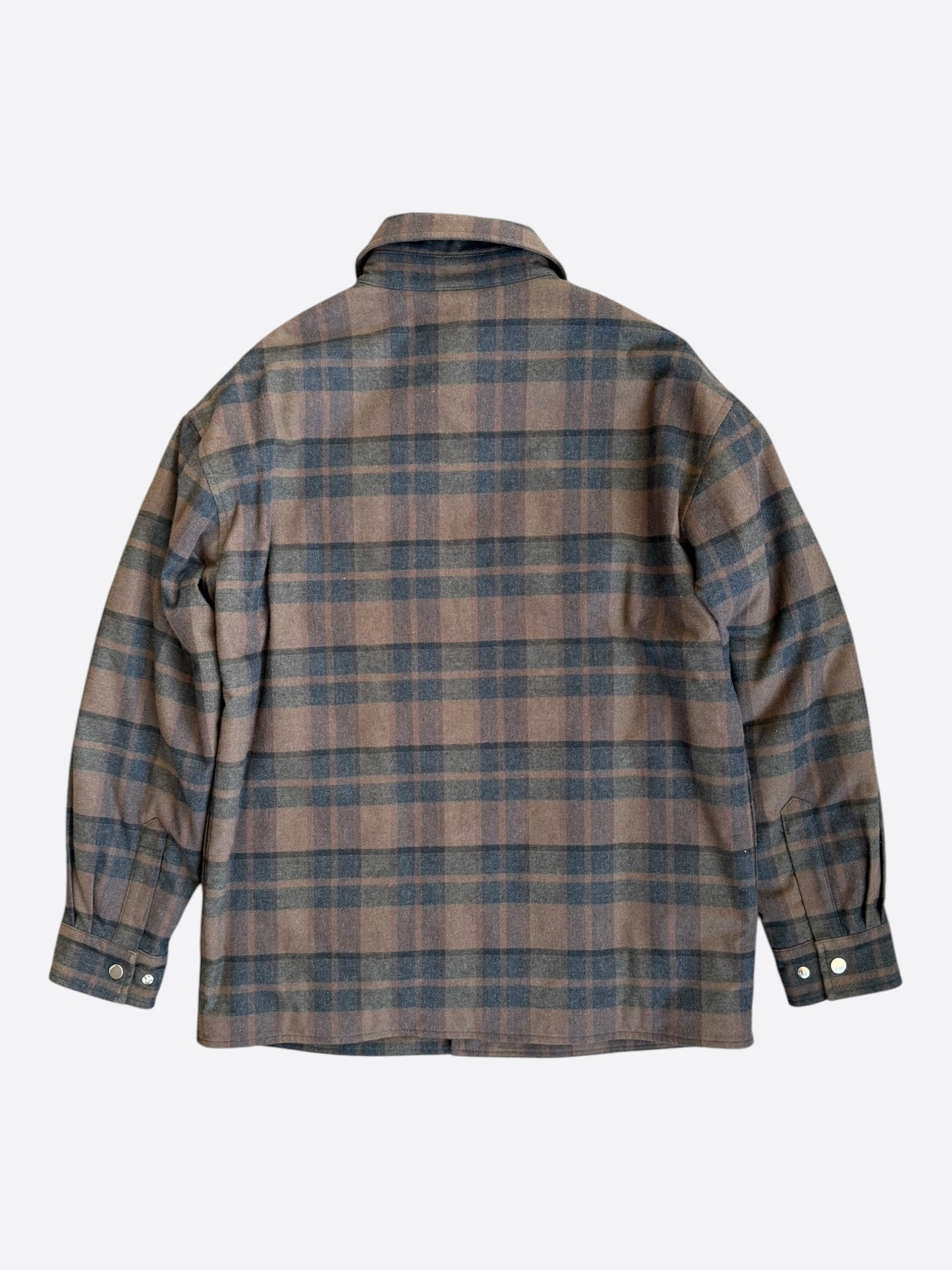 Amiri Brown Plaid MA Logo Padded Overshirt