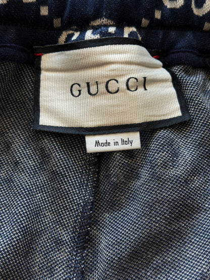 Gucci Navy & White GG Monogram Jacquard Shorts