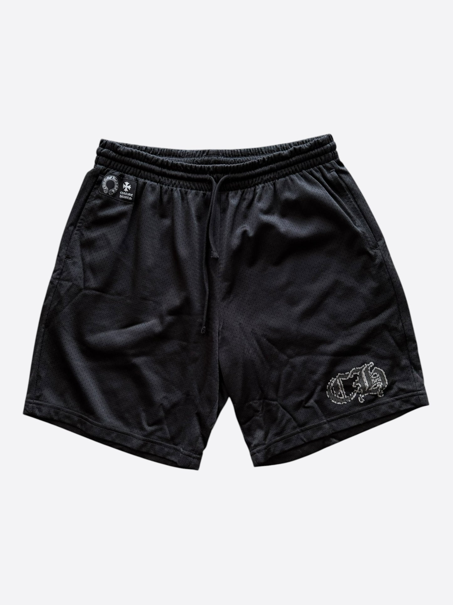 Chrome Hearts Black & White Logo Mesh Shorts