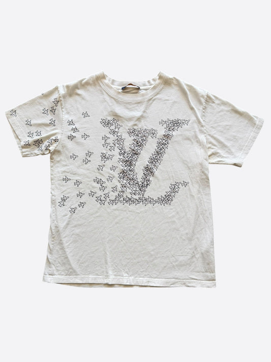 Louis Vuitton White & Black Planes Logo T-Shirt