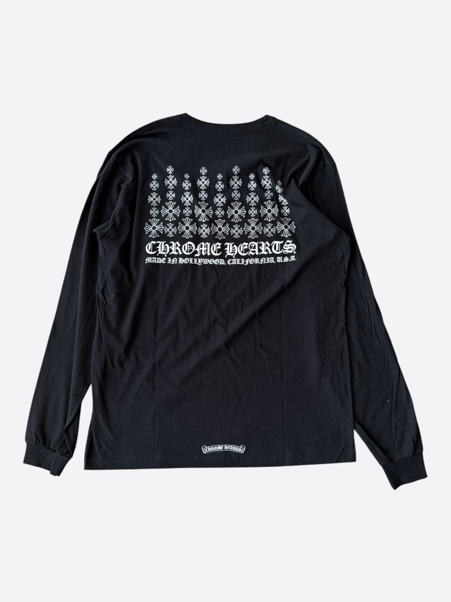 Chrome Hearts Black & White Cross Graphic Longsleeve T-Shirt