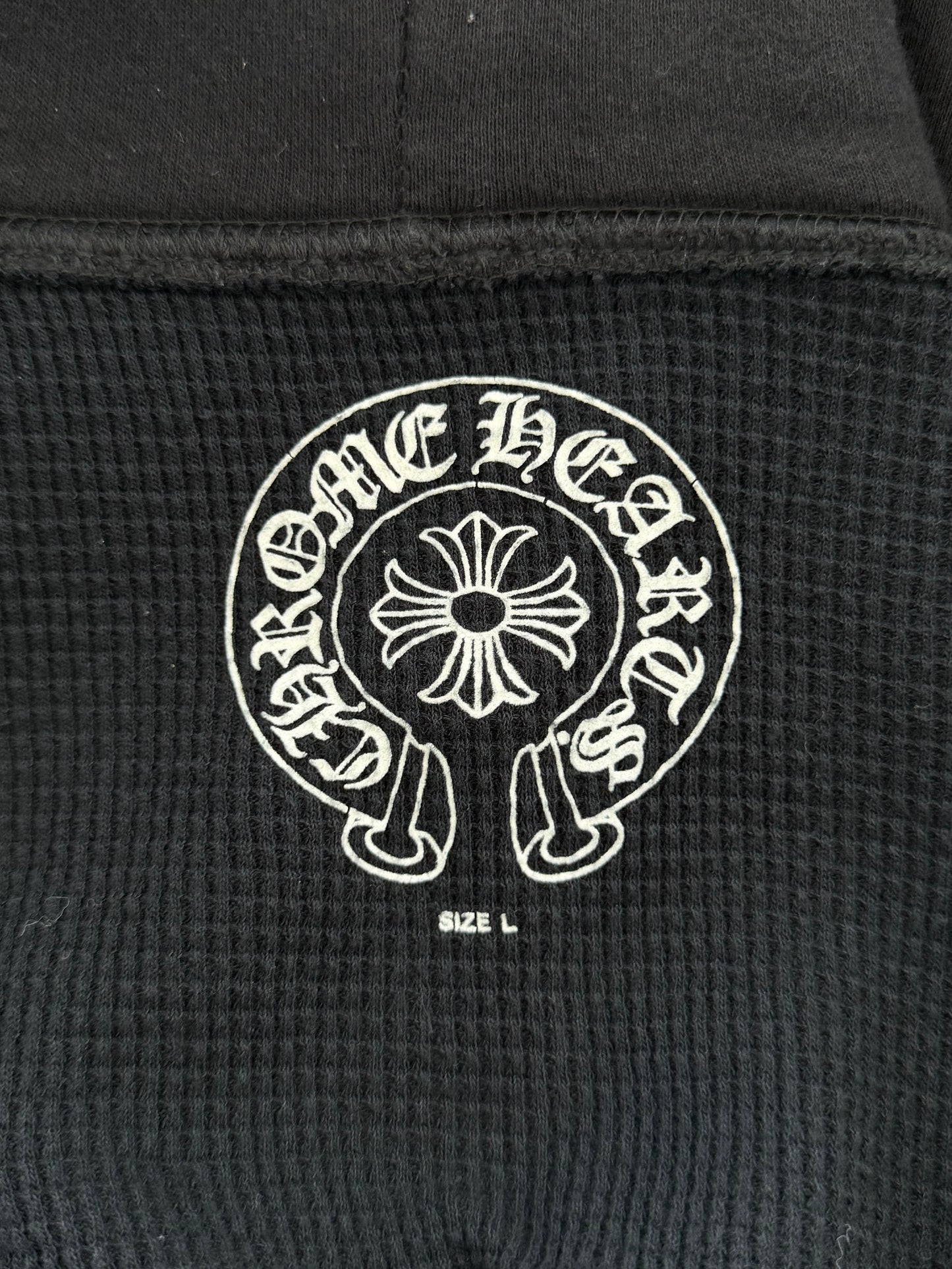 Chrome Hearts Black & Blue Horseshoe Logo Thermal Zip Up Hoodie