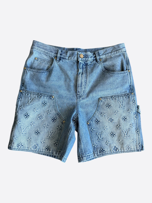 Louis Vuitton Blue Monogram Carpenter Denim Shorts
