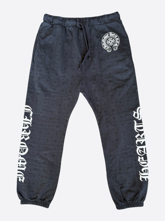 Chrome Hearts Black & White Horseshoe Logo Cross Jacquard Sweatpants