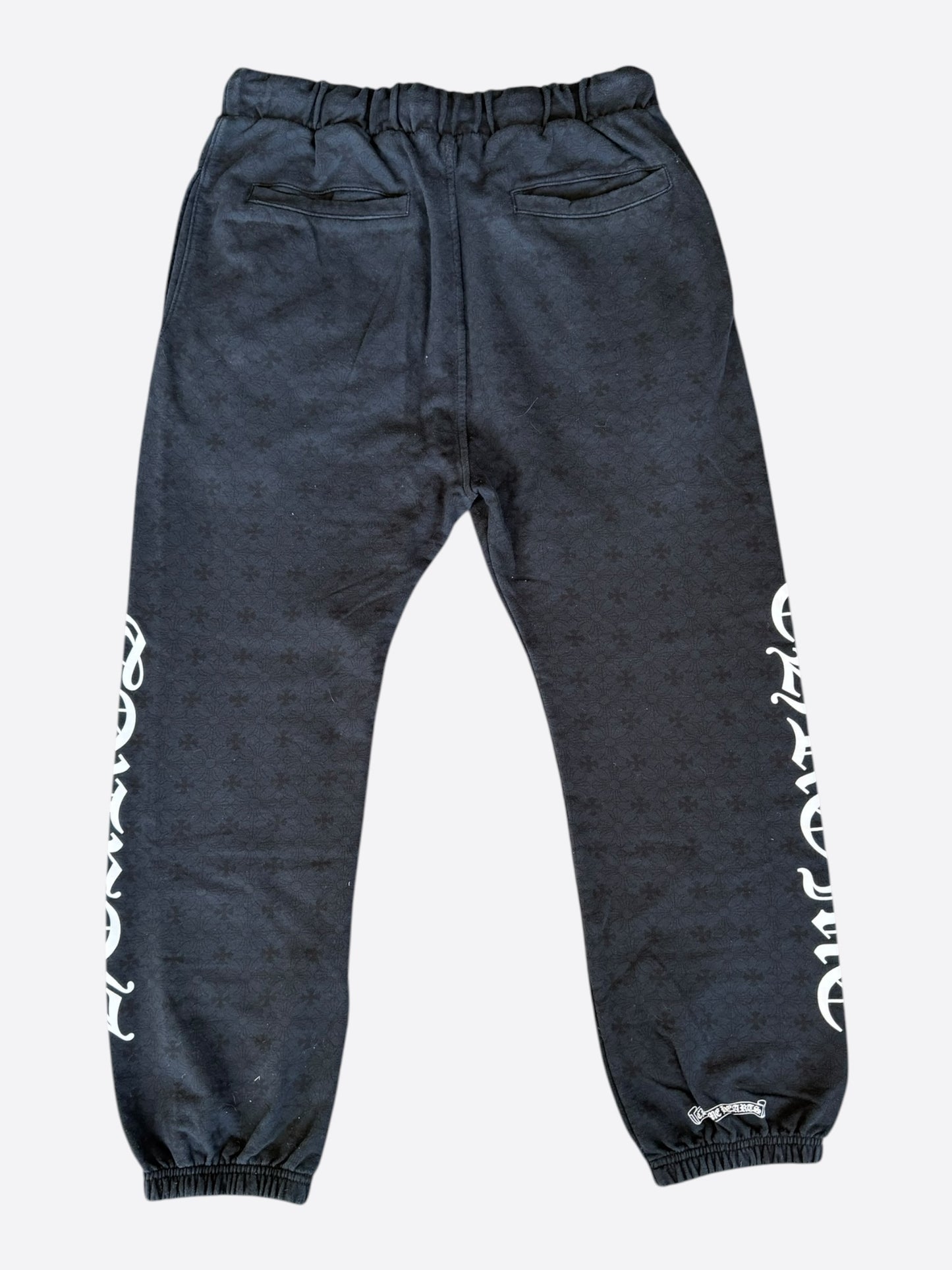 Chrome Hearts Black & White Horseshoe Logo Cross Jacquard Sweatpants