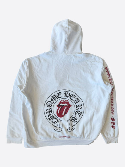 Chrome Hearts Rolling Stones White & Red Horseshoe Logo Hoodie