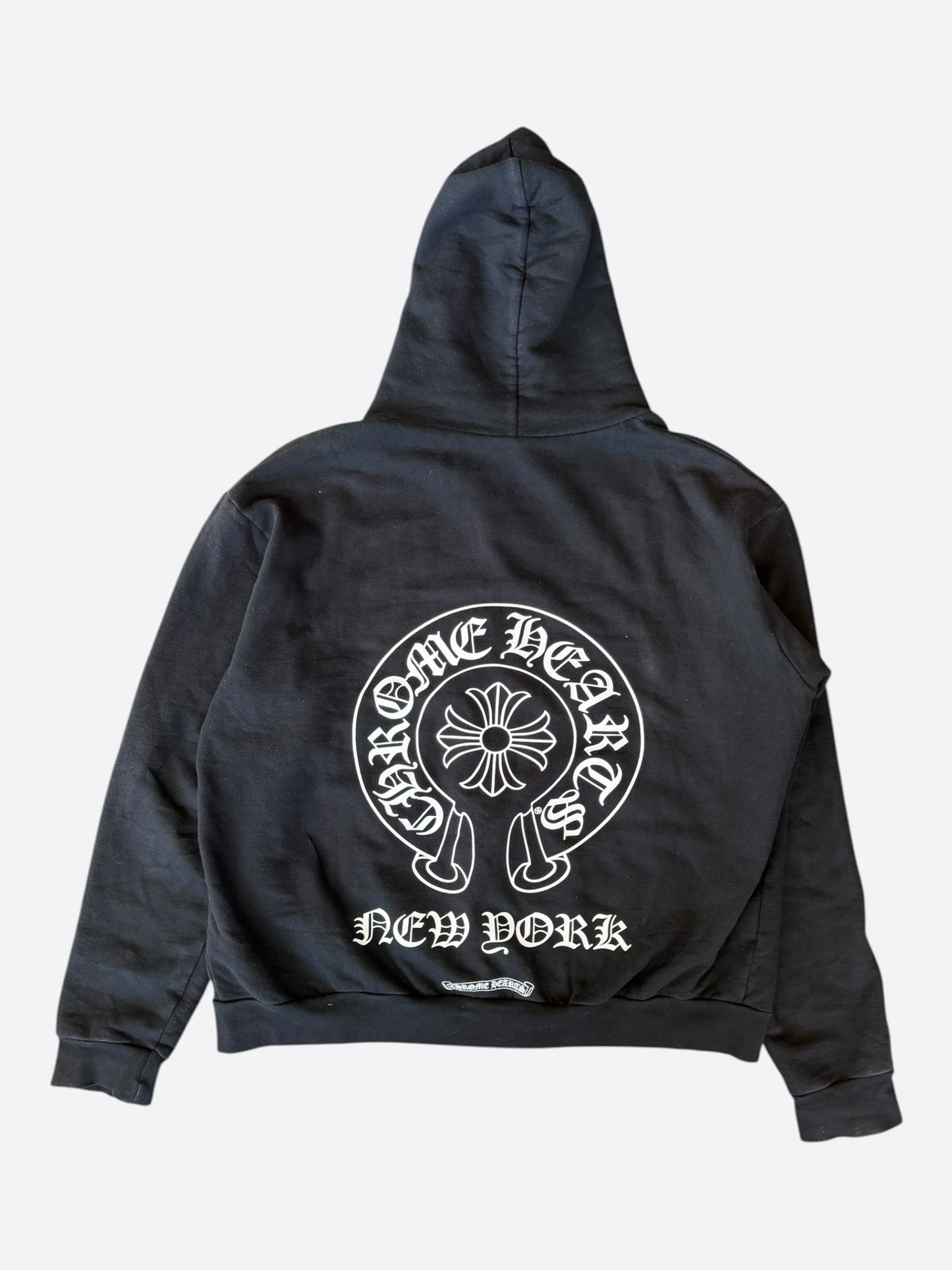 Chrome Hearts Black & White New York Horseshoe Logo Zip Up Hoodie