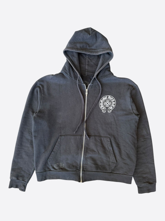Chrome Hearts Black & White New York Horseshoe Logo Zip Up Hoodie
