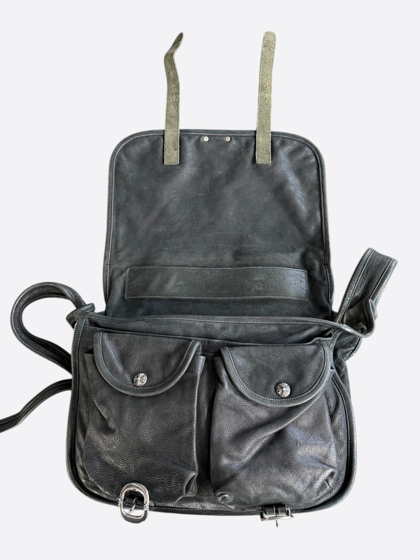 Chrome Hearts Black & Silver Gunslinger Messenger Bag