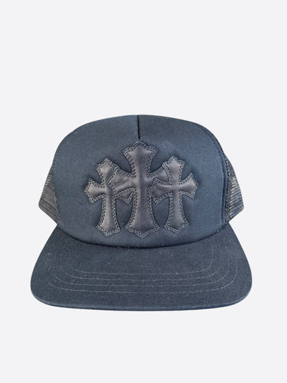 Chrome Hearts Black Triple Cross Patch Trucker Hat