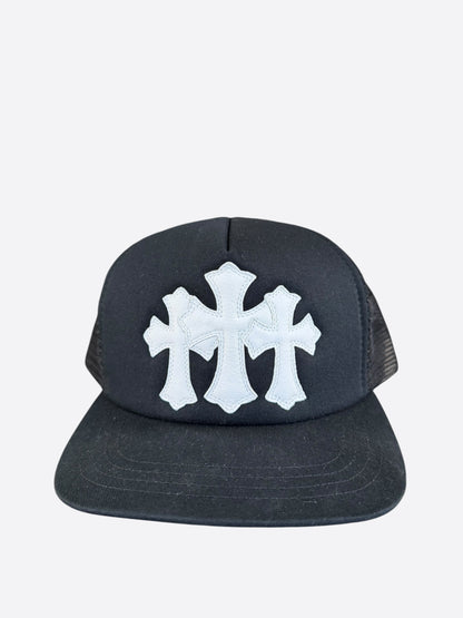 Chrome Hearts Black & White Triple Cross Patch Trucker Hat