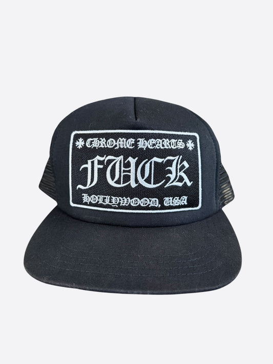 Chrome Hearts Black & White F**K Trucker Hat