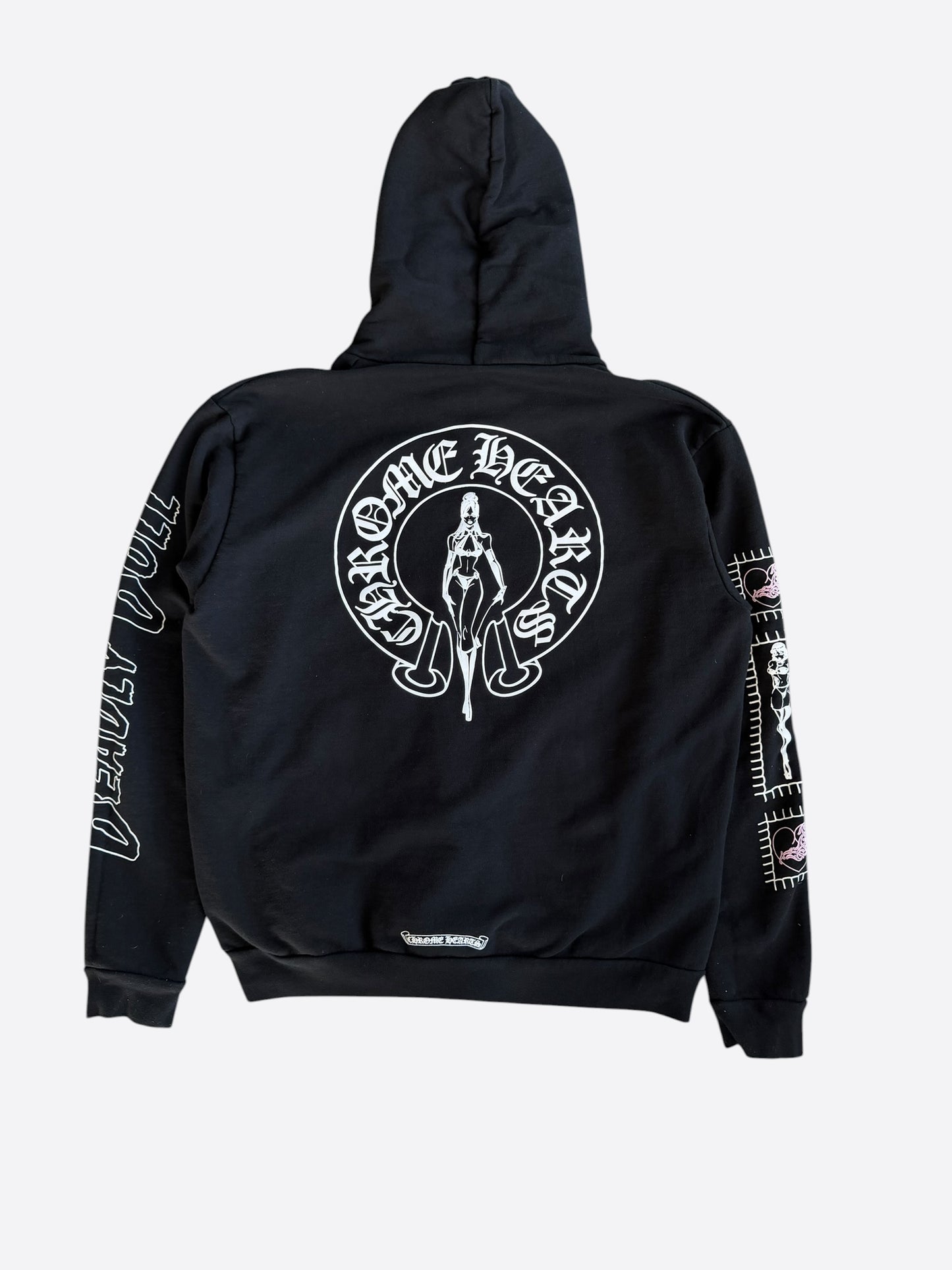 Chrome Hearts Black, White & Pink Deadly Doll Zip Up Hoodie