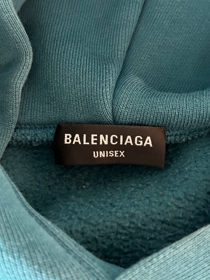 Balenciaga Blue & White Maison Logo Hoodie