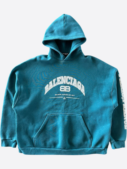 Balenciaga Blue & White Maison Logo Hoodie