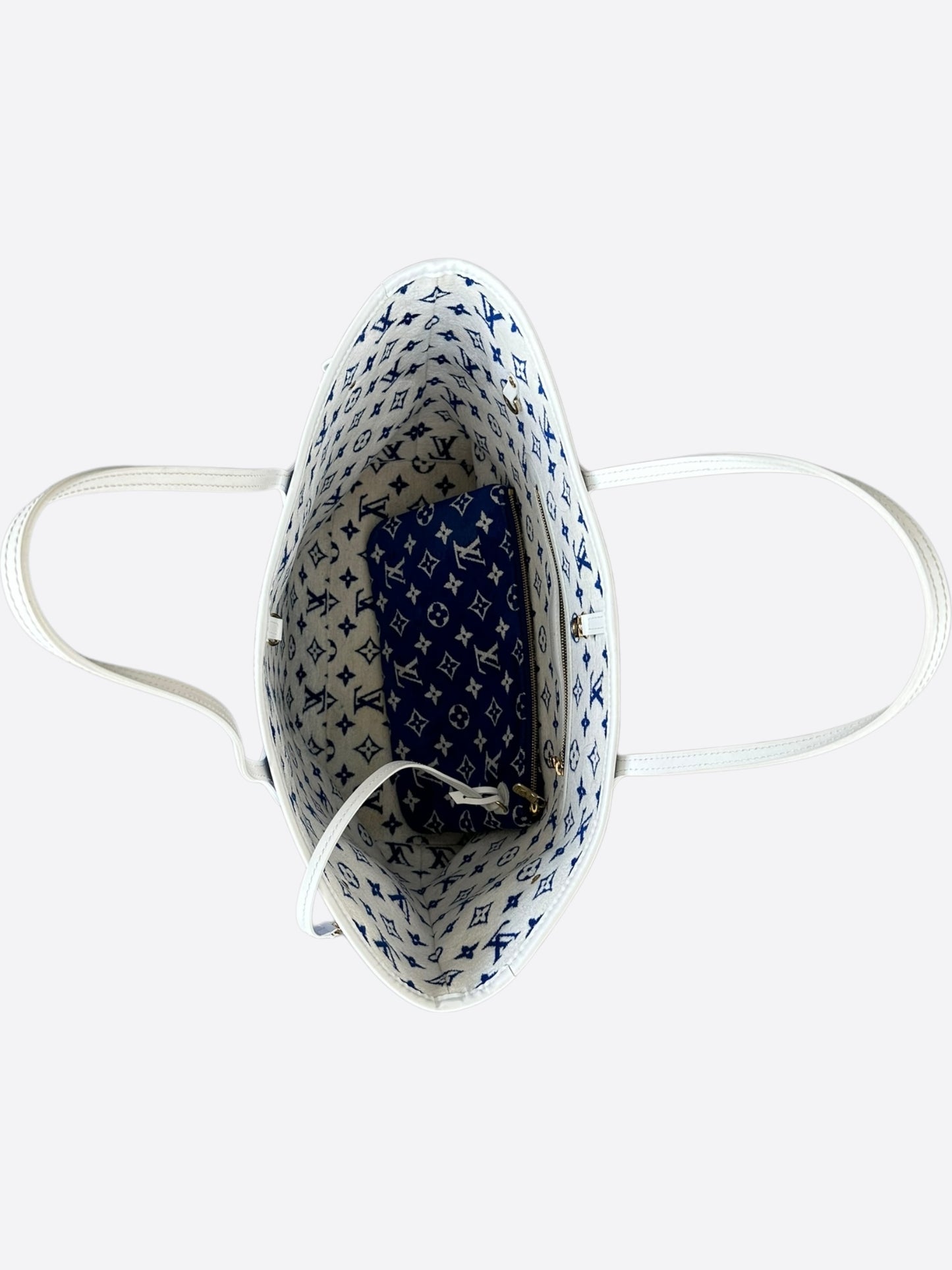 Louis Vuitton Blue & White Velvet Monogram Neverfull MM
