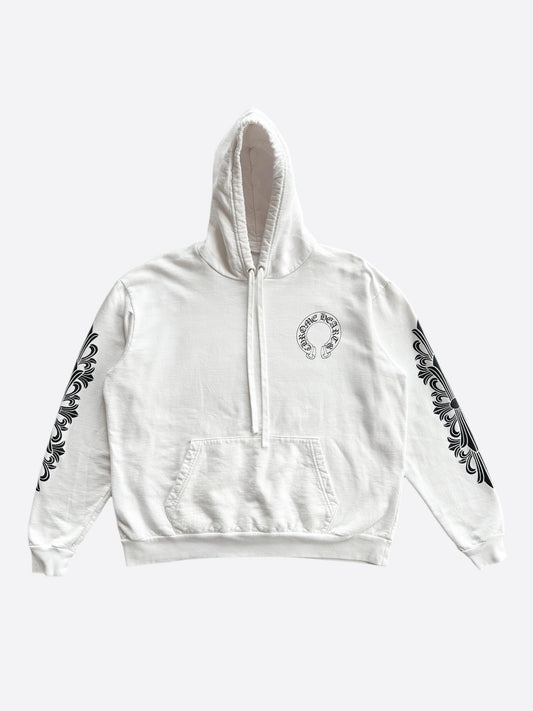 Chrome Hearts White & Black Horseshoe Logo Hoodie