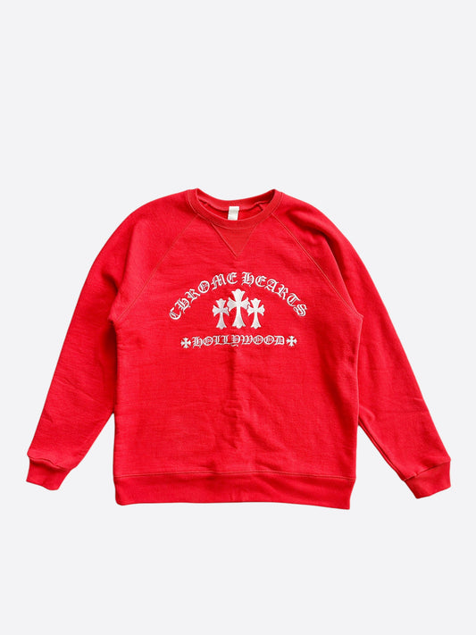 Chrome Hearts Red & White Triple Cross Embroidered Sweater