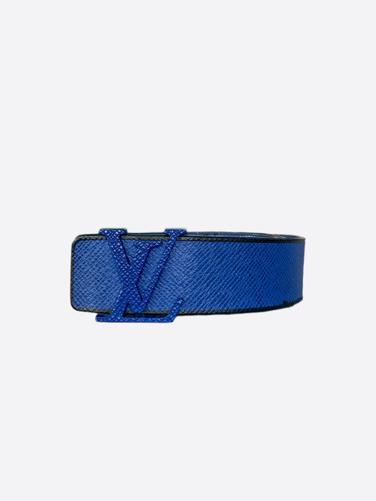 Louis Vuitton Blue & Black Taigarama Initiales Belt