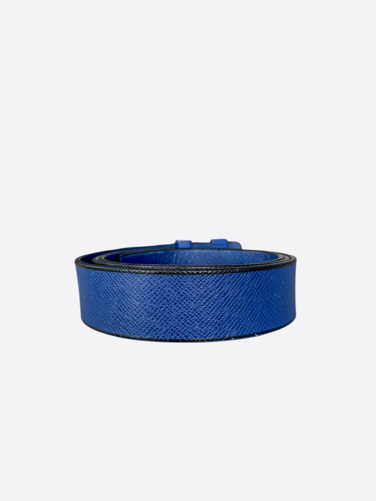 Louis Vuitton Blue & Black Taigarama Initiales Belt