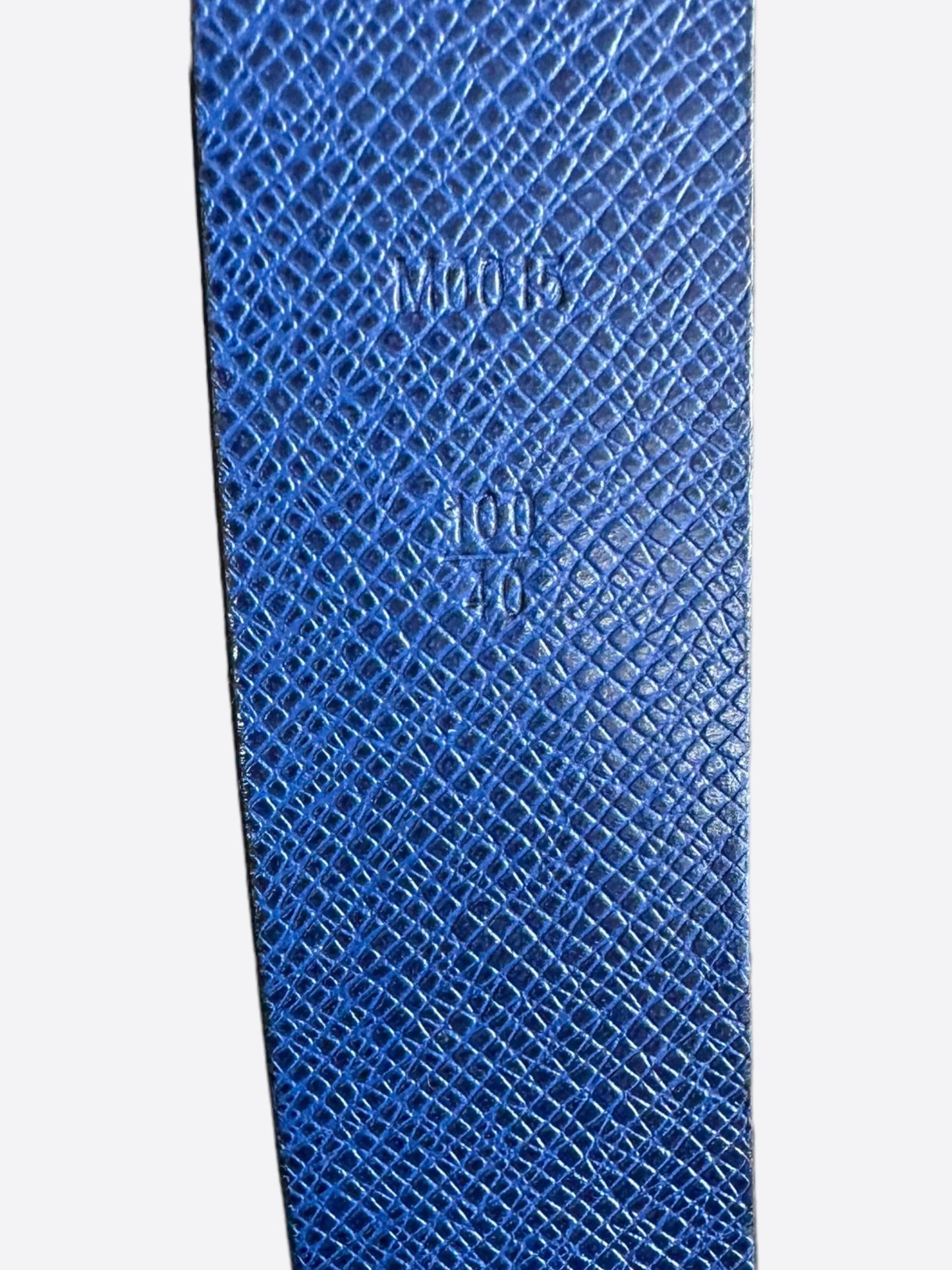 Louis Vuitton Blue & Black Taigarama Initiales Belt