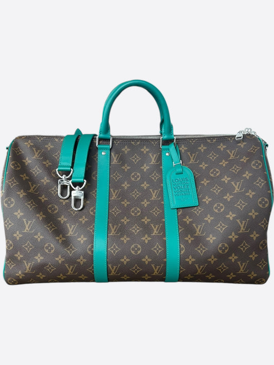 Louis Vuitton Brown & Green Monogram Keepall 50