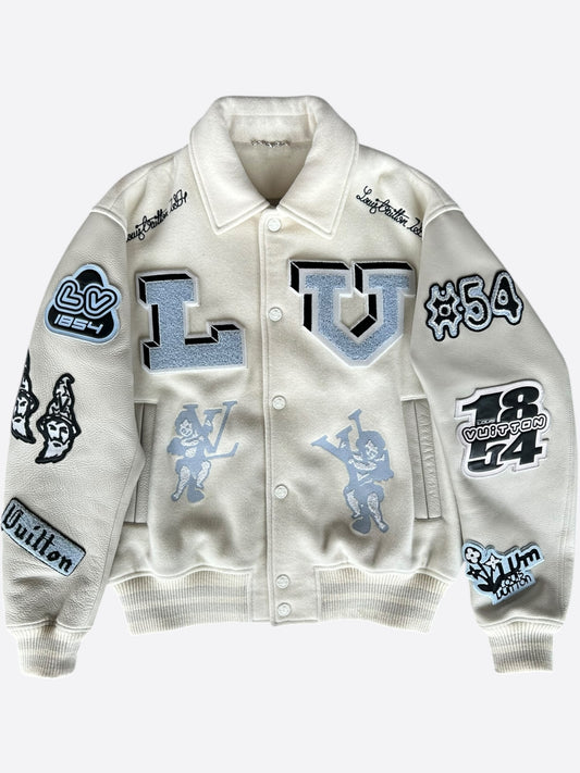 Louis Vuitton White & Blue Bunny Varsity Jacket