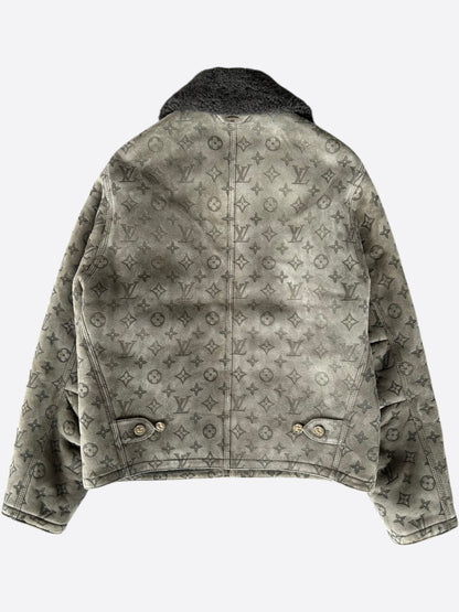 Louis Vuitton Olive Monogram Shearling Jacket