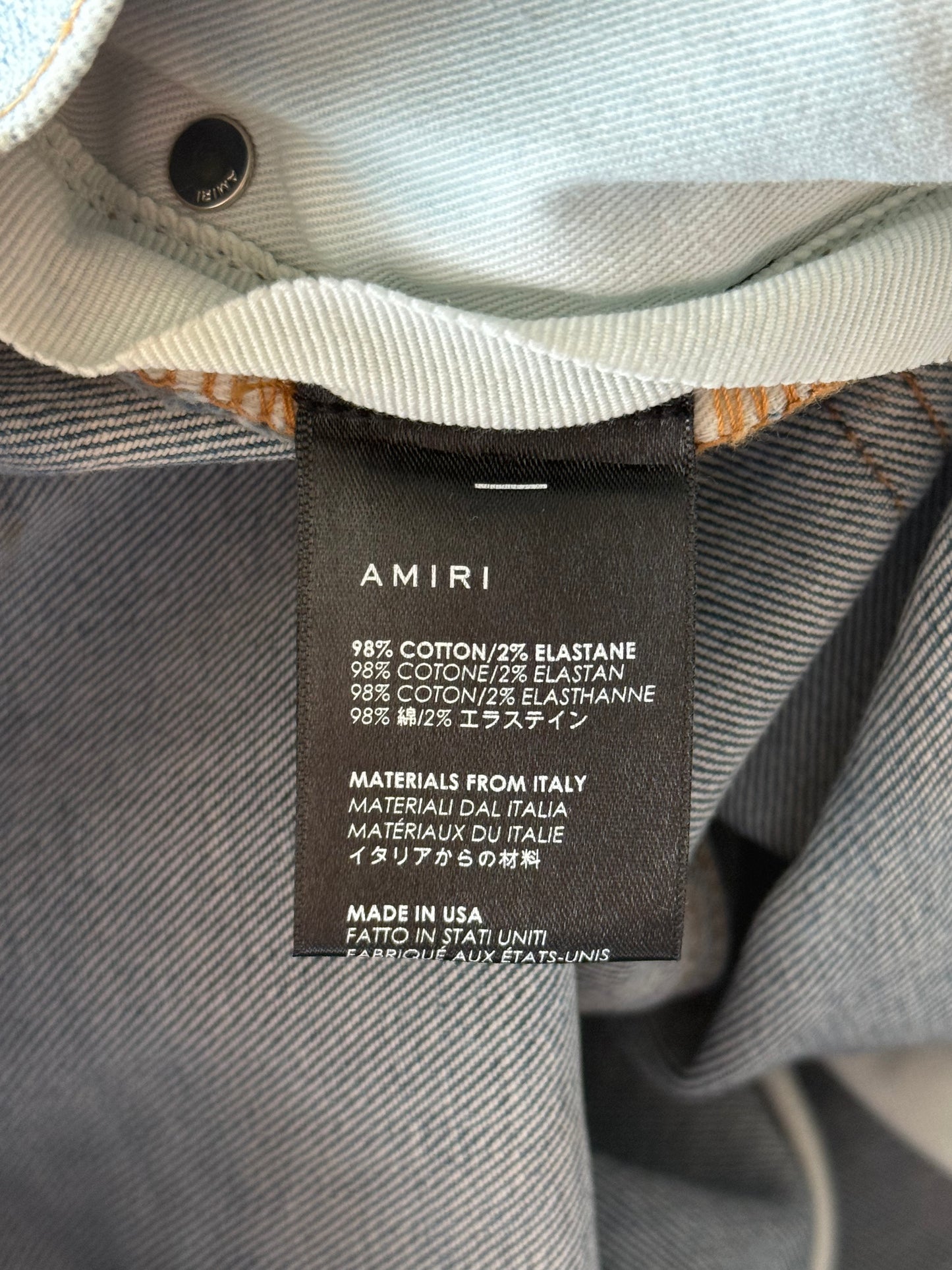 Amiri Clay Indigo & Pink Bandana Patch MX1 Jeans