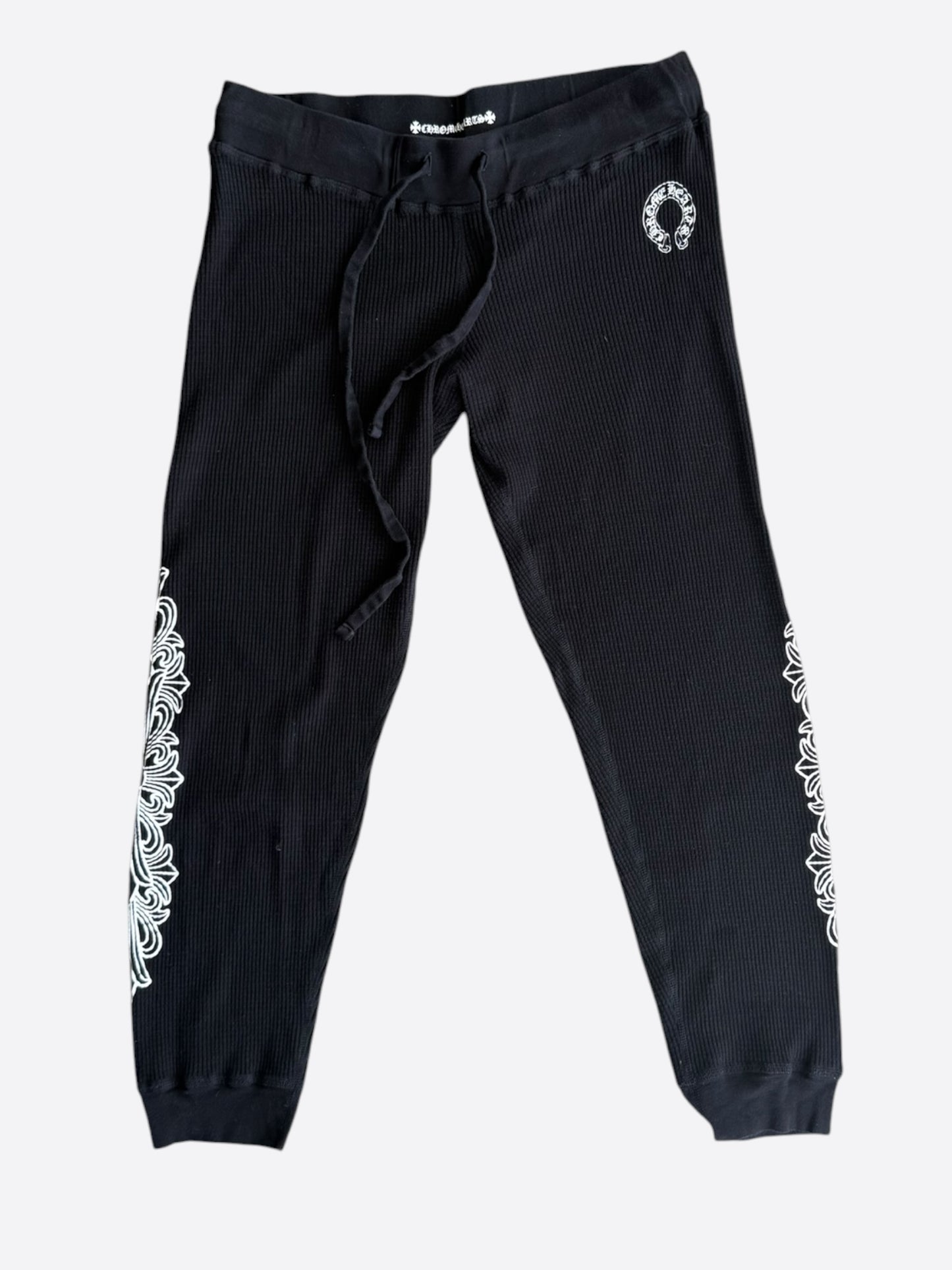 Chrome Hearts Black & White Horseshoe Logo Thermal Sweatpants
