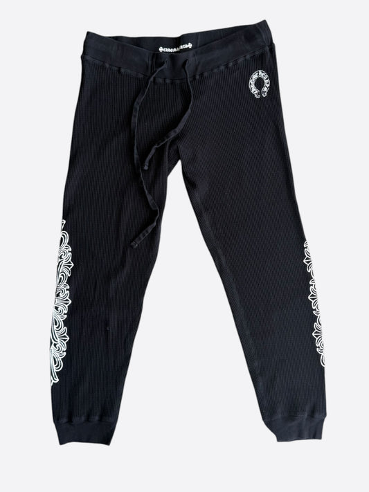 Chrome Hearts Black & White Horseshoe Logo Thermal Sweatpants