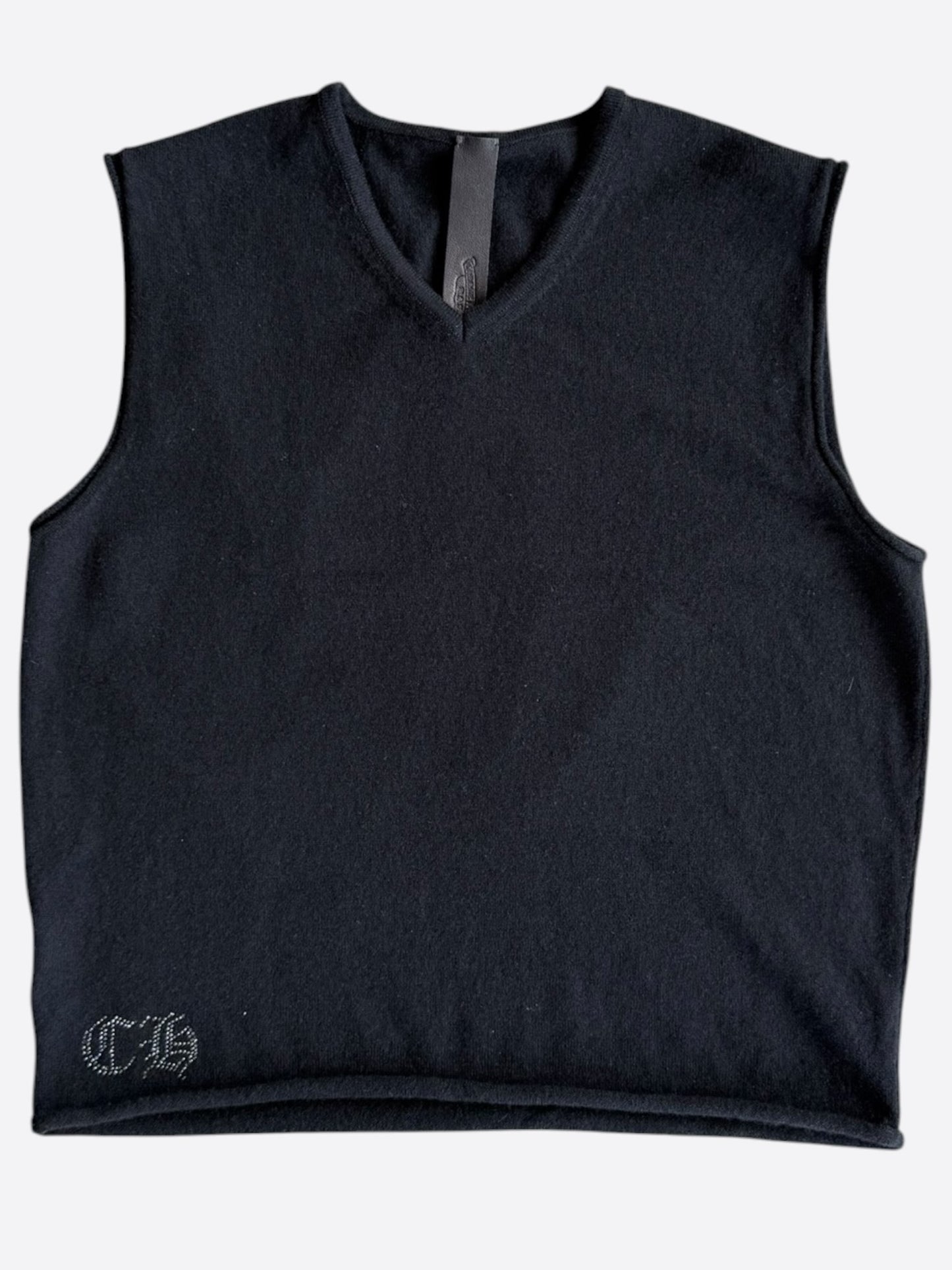 Chrome Hearts Black Dagger Rhinestone Cashmere Women's Vest