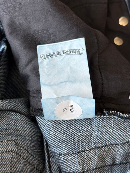 Chrome Hearts Blue & Black Cross Patch Denim Shorts