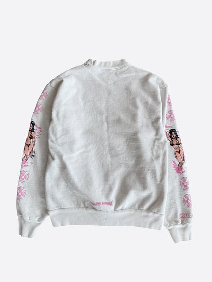 Chrome Hearts White & Pink Deadly Doll Sweater