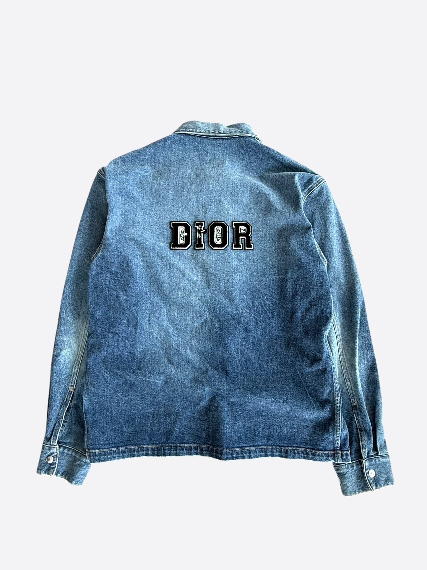 Dior Kenny Scharf Blue & Black Embroidered Logo Denim Jacket