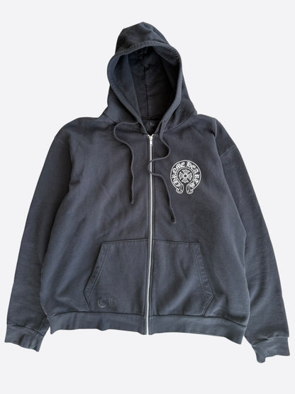 Chrome Hearts Black & White New York Horseshoe Logo Zip Up Hoodie