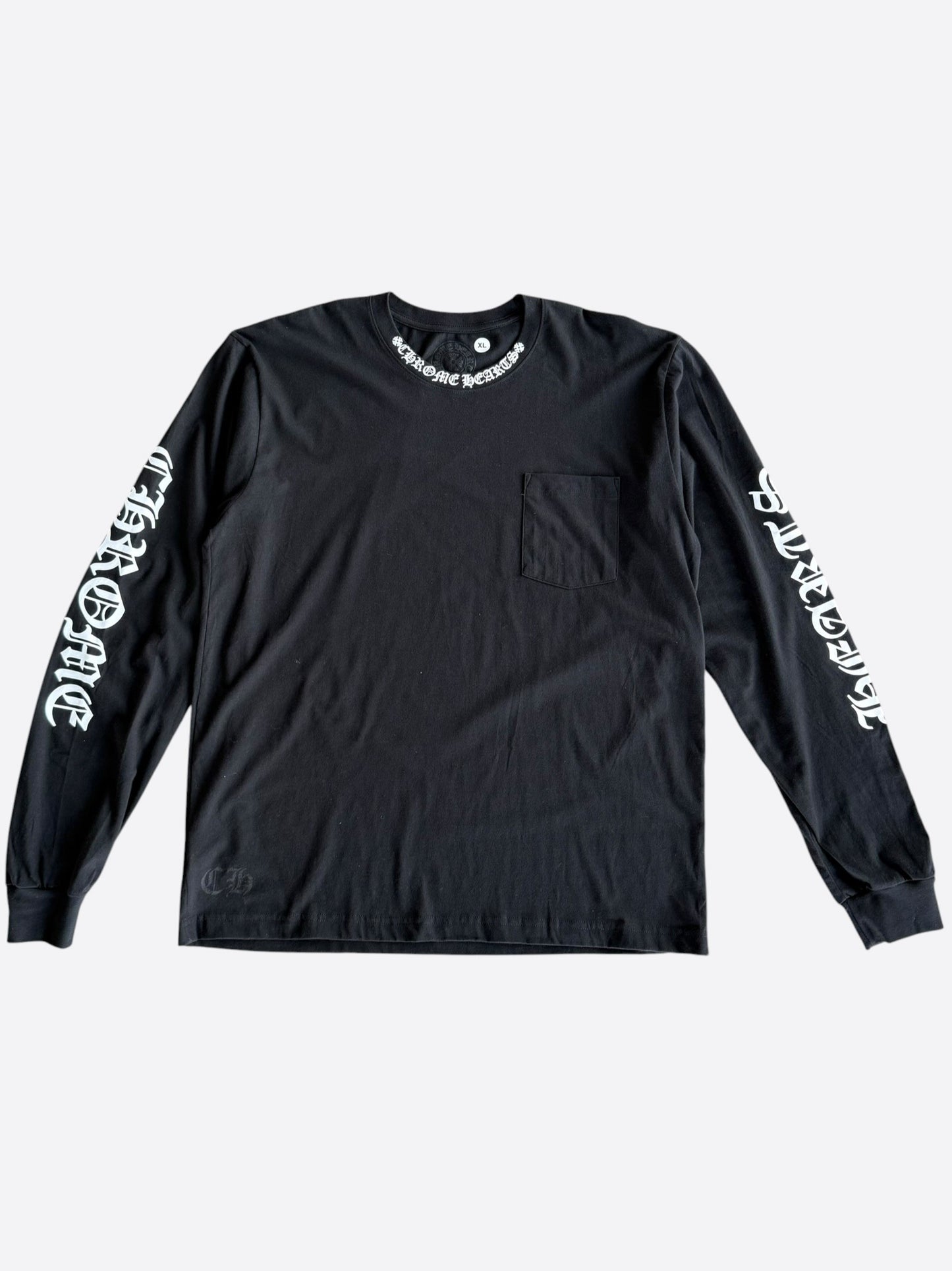 Chrome Hearts Black & White Neck Logo Longsleeve T-Shirt