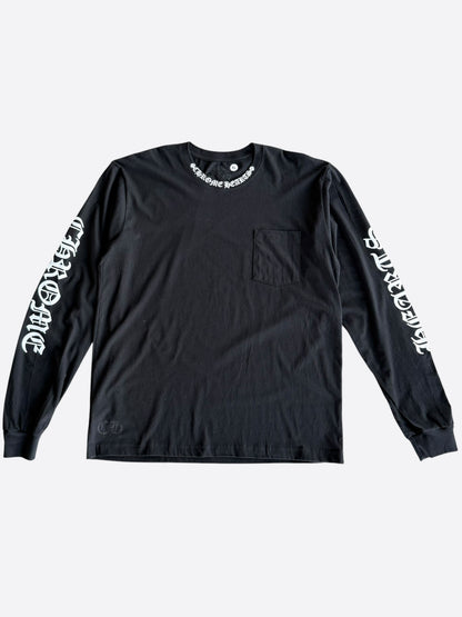 Chrome Hearts Black & White Neck Logo Longsleeve T-Shirt