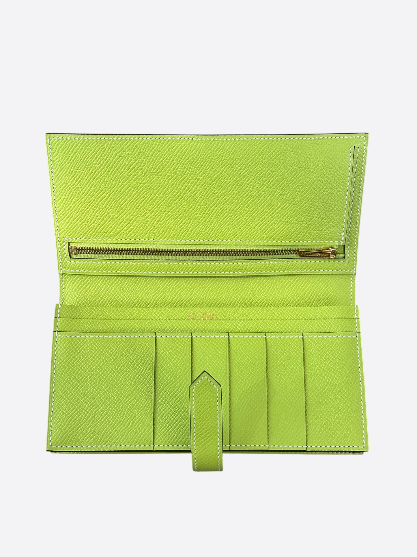 Hermes Pink & Lime Green Epsom Bearn Wallet