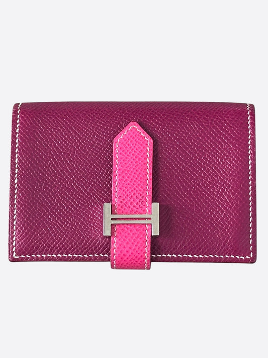 Hermes Purple & Pink Epsom Bearn Card Holder