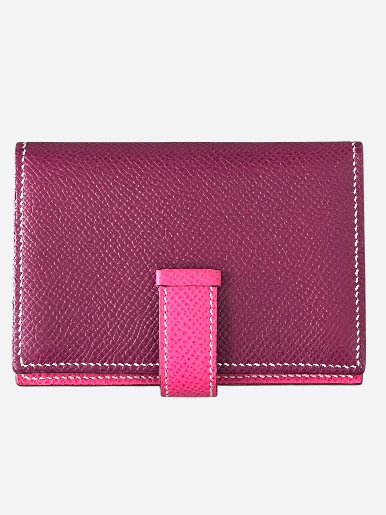 Hermes Purple & Pink Epsom Bearn Card Holder