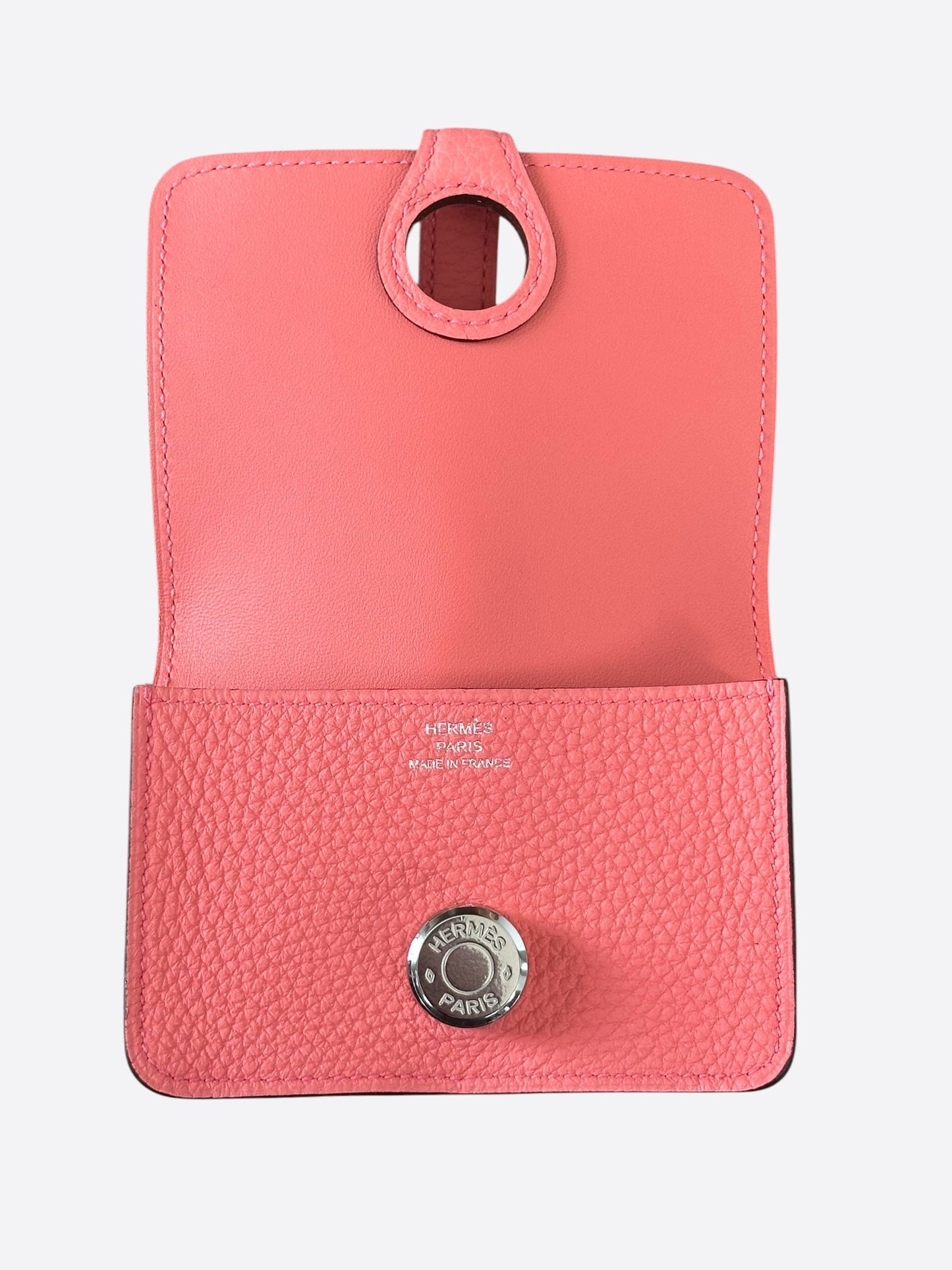 Hermes Pink Togo & Palladium Hardware Compact Dogon Wallet