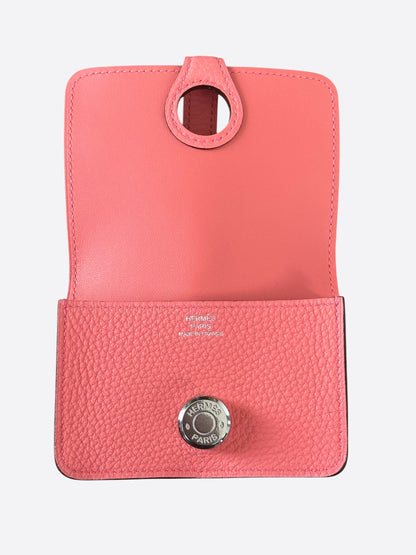 Hermes Pink Togo & Palladium Hardware Compact Dogon Wallet