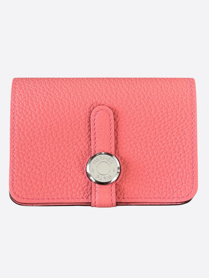 Hermes Pink Togo & Palladium Hardware Compact Dogon Wallet