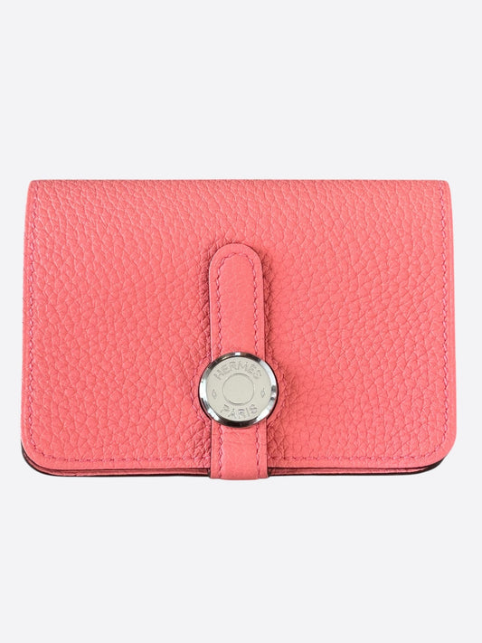 Hermes Pink Togo & Palladium Hardware Compact Dogon Wallet
