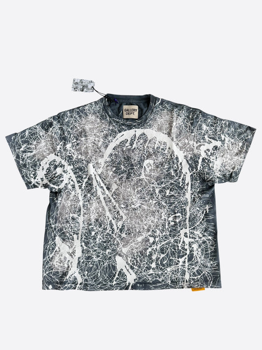 Gallery Dept Bleached Black & White Abstract Paint Splatter T-Shirt