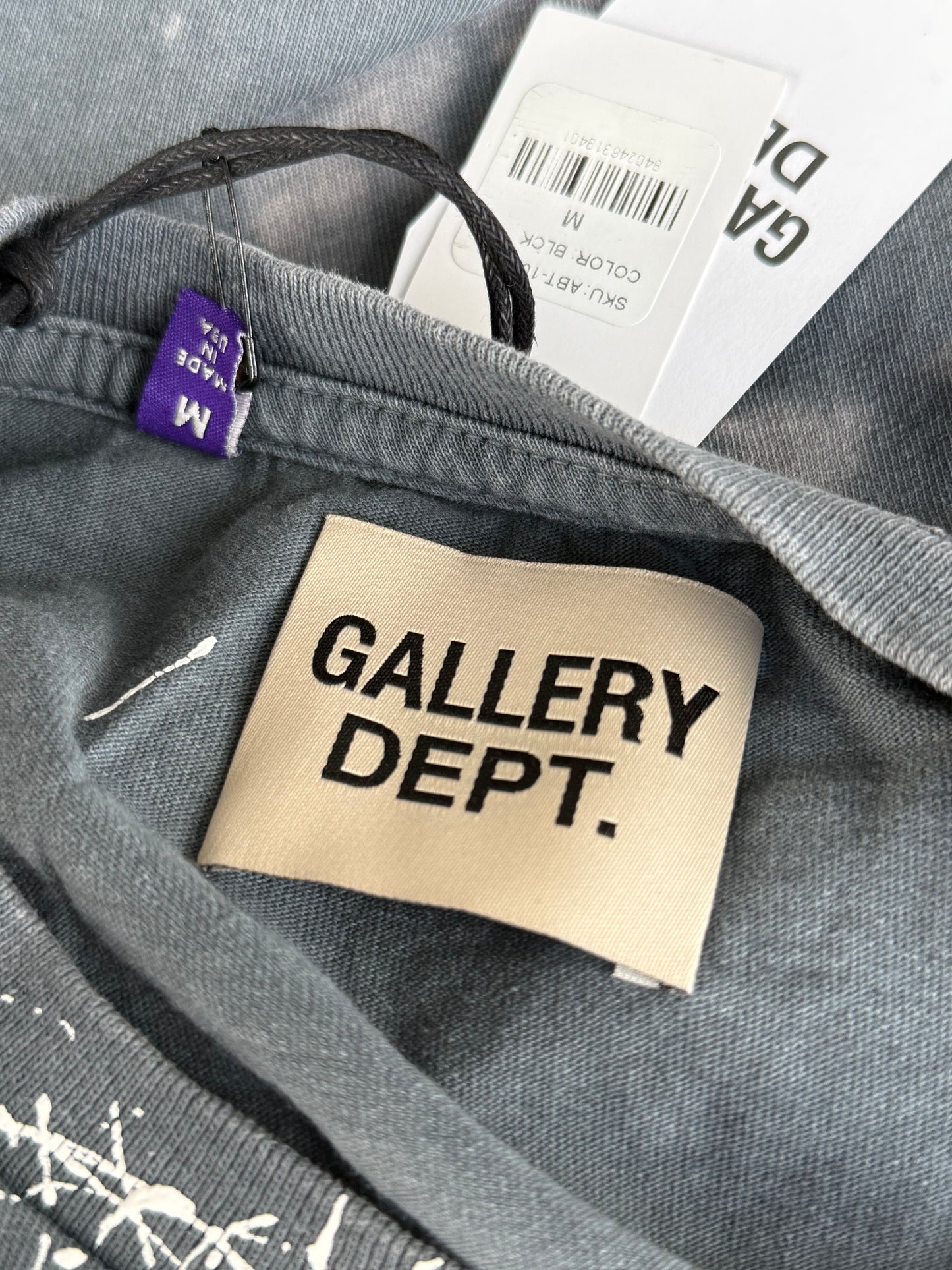 Gallery Dept Bleached Black & White Abstract Paint Splatter T-Shirt