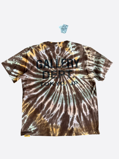 Gallery Dept Brown Tie-Dye Tokyo Exclusive Logo T-Shirt